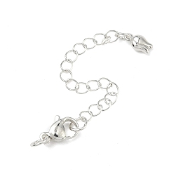 Серебро Латунный удлинитель бордюрной цепи, цепочки с застежками-карабинами и подвесками в виде тюльпанов, серебряные, 74 мм