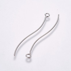 Platinum Brass Pendants, for Earring Making, Curved, Platinum, 45x6x0.8mm, Hole: 2mm