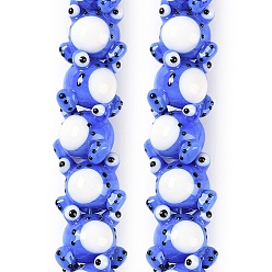 Королевский синий Бусы лэмпворк ручной работы, лягушка, королевский синий, 15x19.5x17 мм, отверстие : 1.6 мм, около 35 шт / нитка, 15.98'' (40.6 см)