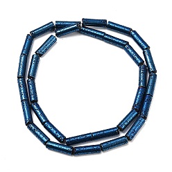 со Синим Покрытием Гальванические бусины из натуральной лавы, колонка, с покрытием синим, 13x4 мм, отверстие : 1 мм, около 31 шт / нитка, 15.35''~15.75'' (39 см)