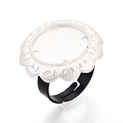 Серебро Основание чашки из цветочного сплава и железного безеля с вращающимся подносом, изготовление колец с круглой накладкой для снятия тревожности, серебряные, 25 мм, 17 мм, Размер лотка: 16 мм