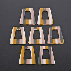 Розово-Коричневый Подвески из ацетата целлюлозы (смолы), трапециевидные, розово-коричневый, 29.5x27x2.5 мм, отверстие : 1.4 мм