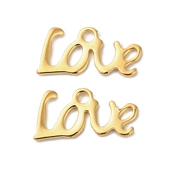 Настоящее золото 18K 304 прелести нержавеющей стали, любить, золотые, 6x13x1 мм, отверстие : 1.4 мм