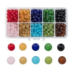 Gemischte Farbe 10 Farben transparent Glasperlen, matt, Runde, Gemischte Farbe, 6 mm, Loch: 1 mm, ca. 70 PC / Farbe, 10 Farben, 700 Stück / Karton