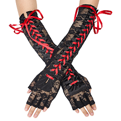 Красный Длинные кружевные перчатки из полиэстера, красные, 390x122x5 мм