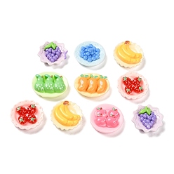 (52) Непрозрачная лаванда Кабошон из непрозрачной смолы, фруктовая тарелка, разноцветные, 18.5~21.5x20~24x6.5~8.5 мм