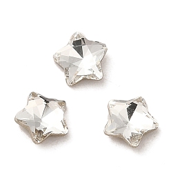Cristal Cabujones de diamantes de imitación de cristal, punta trasera y trasera plateada, facetados, estrella, cristal, 5x5x2 mm