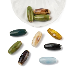 (52) Непрозрачная лаванда 10шт. фарфоровые бусины ручной работы, фантазии античного стекла фарфора, овальные, разноцветные, 30~32x12~13.5 мм, отверстие : 2~3.5 мм