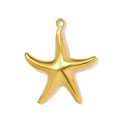 Настоящее золото 18K 304 подвески из нержавеющей стали, прелести морская звезда, ионное покрытие (ip), реальный 18 k позолоченный, 25x21 мм