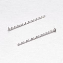 Stainless Steel Color 304 Stainless Steel Flat Head Pins, Stainless Steel Color, 20x0.7mm, 21 Gauge, Head: 1.2~1.5mm