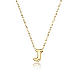 Letter J Латунные ожерелья с цепочкой-подвеской в форме коробки для женщин, золотые, буква J, 16.54 дюйм (42 см)