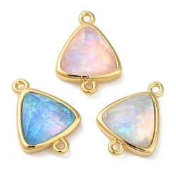 Mixed Color Synthetic Opal Connector Charms, Rack Plating Brass Triangle Links, Golden, Mixed Color, 17.5x12.5x6mm, Hole: 1.4mm