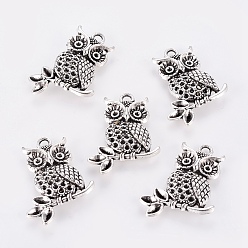 Античное Серебро Сеттинги для кулона(страза), тибетский стиль, сова, без кадмия, без никеля и без свинца, античное серебро, 36x25x4 мм, отверстие : 3 мм , пригодный для стразов 1 мм