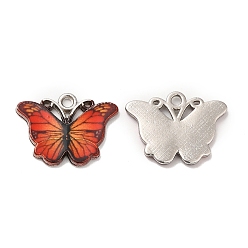 Оранжево-Красный Подвески из эмали и сплава, долговечный, без кадмия, без никеля и без свинца, платина, очарование бабочки, оранжево-красный, 13.5x18x1.5 мм, отверстие : 1.3 мм