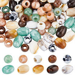 (52) Непрозрачная лаванда 150 шт 2 стили непрозрачные акриловые европейские бусины, бусины с большим отверстием, два тона, овальный/круглый, разноцветные, 10~17x12~13 мм, отверстие : 5~5.5 мм