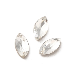 Crystal Glass Rhinestone Cabochons, Point Back & Back Plated, Faceted, Horse Eye, Crystal, 8x4x2.5mm