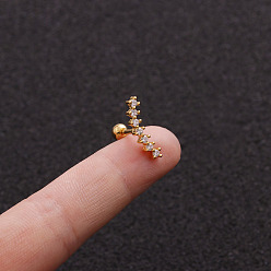 Золотой 316l серьги из хирургической нержавеющей стали с микропаве из прозрачного кубического циркония в виде лунного хряща, золотые, 6 мм, штифты : 1.2 мм