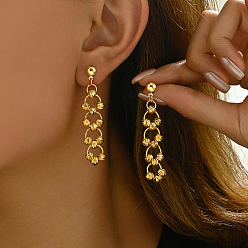 Настоящее золото 18K Элегантные и универсальные серьги-гвоздики из латуни, кольцо цепочка шарм, реальный 18 k позолоченный, 55x10 мм