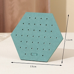Средний Аквамарин Бархатные стойки для сережек, дисплей ювелирных изделий стойки, с деревом, шестиугольник, средний аквамарин, 13x11 см