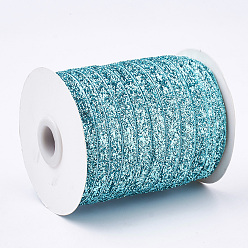 Turquoise Glitter Sparkle Ribbon, Polyester & Nylon Ribbon, Turquoise, 3/8 inch(9.5~10mm), about 50yards/roll(45.72m/roll)