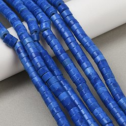 Синий Синтетических нитей бирюзовые бусы, диск, Heishi бусы, окрашенные, синие, 6x3.5 мм, отверстие : 1 мм, около 54~55 шт / нитка, 7.68'' (19.5 см) ~ 7.87'' (20 см)