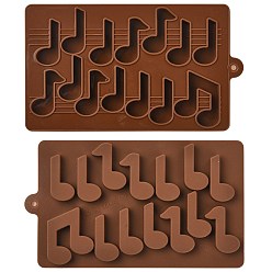Кокосово-Коричневый Музыкальная нота пищевая силиконовая форма, цилиндрические силиконовые лотки, для выпечки, мыло, cmола, плитка шоколада, кокосового коричневый, 207x119x12 мм, Внутренние размеры: 40x20~29 mm