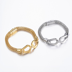 (52) Непрозрачная лаванда 304 Браслеты из нержавеющей стали, с кубического циркония, с застежками, разноцветные, 8-1/8 дюйм (205 мм), 6x8.5 мм