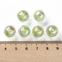 Pale Green Transparent Acrylic Beads, AB Color Plated, Round, Pale Green, 12x11mm, Hole: 2.5mm, about 566pcs/500g