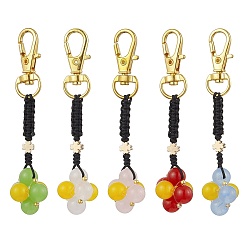 (52) Непрозрачная лаванда Окрашенный натуральный малайзийский нефрит клевер подвеска украшение, с железной поворотной застежкой, разноцветные, 8 см