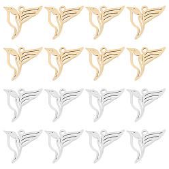 Золотой & Цвет Нержавеющей Стали 16 шт. 2 цвета 201 подвески из нержавеющей стали, амулеты птиц, золотые и нержавеющая сталь цвет, 17x15.5x0.9 мм, отверстие : 1.4 мм, 8 шт / цвет