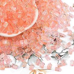 Легкий Лосось Прозрачные стеклянные бусины, окрашенные распылением, треугольные, светлый померанцевый, 6x5x4.3 мм, отверстие : 1.2 мм, Около 2368 шт / фунт