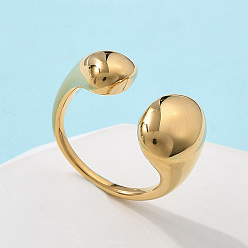 Золотой 304 из нержавеющей стали Манжета кольца для женщин, золотые, размер США 8 1/2 (18.5 мм)