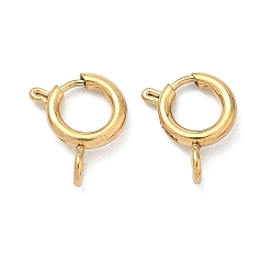 Настоящее золото 18K 304 пружинные кольца из нержавеющей стали, ионное покрытие (ip), реальный 18 k позолоченный, 12x10x2 мм, отверстие : 2.2 мм