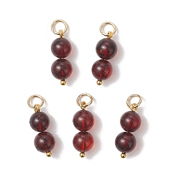 Темно-Красный Круглые подвески из натурального янтаря, подвески из бисера, с 304 фурнитурой из нержавеющей стали, золотые, темно-красный, 16x6 мм, Перейти кольцо: 5x0.8 мм, внутренний диаметр: 3.4 мм