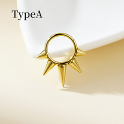 Золотой 316 хирургические кольца для носа из нержавеющей стали с шипами, конус, золотые, 10 мм, штифты : 1.2 мм