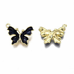 Прусский Синий Стойки обшивки сплава эмали подвески, без кадмия и без свинца, золотой свет, бабочка, берлинская лазурь, 19x23.5x4 мм, отверстие : 1.6 мм