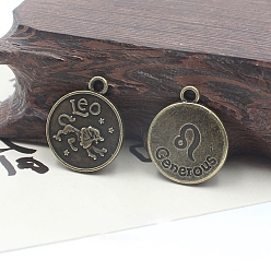Лео Подвески в тибетском стиле , плоские круглые с двенадцати созвездий, античная бронза, Лев, 19 мм