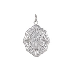 Нержавеющая Сталь Цвет 304 подвески из нержавеющей стали, овал с амулетами Вирхен дель Кармен, цвет нержавеющей стали, 23x18 мм