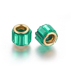чирок Латуни кубического циркония европейские шарики, бусины с большим отверстием, колонка, золотые, зелено-синие, 10x8 мм, отверстие : 5 мм