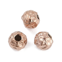 Розовое Золото Текстурированные 316 хирургические бусины из нержавеющей стали, круглые, ионное покрытие (ip), розовое золото , 4.5x5x5 мм, отверстие : 1.6 мм