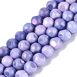 Средний Синий Шифер Нити из непрозрачных стеклянных бусин с эффектом омбре, окрашенные методом гальванического покрытия., круглые, с покрытием AB цвета, граненый(6 граненый), средний грифельно-синий, 8~8.5 мм, отверстие : 1~1.2 мм, около 47~48 шт / нитка, 14.17~14.76 дюйм (36~37.5 см)