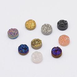 (52) Непрозрачная лаванда Гальванизированный природный druzy агат кабошоны, плоско-круглые, разноцветные, 6x3.5 мм