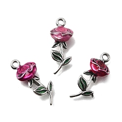 (52) Непрозрачная лаванда Подвески из эмали и сплава, цветок, разноцветные, 19.5x8x5.5 мм, отверстие : 1.6 мм