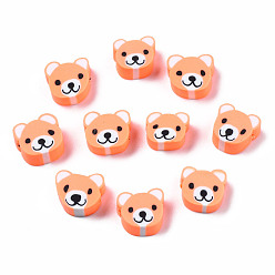Легкий Лосось Бусины из полимерной глины , медведь, светлый померанцевый, 8~11x9~11x4 мм, отверстие : 1.5 мм