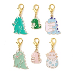 (52) Непрозрачная лаванда Подвески из сплава эмали украшения, с цинковым сплавом застежками омаров коготь, динозавр, разноцветные, 38.5~47 мм