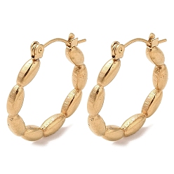 Golden Oval Bubble 201 Stainless Steel Half Hoop Earrings for Women, with 304 Stainless Steel Pin, Golden, 24x3mm