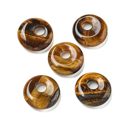 Тигровый глаз Натуральный тигровый глаз пончик/пи диск подвески, 14~14.5x4 мм, отверстие : 4 мм