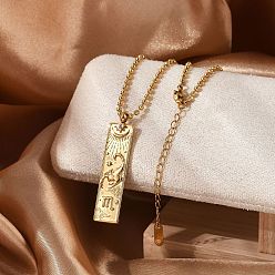 Скорпион 304 ожерелья с подвеской в виде прямоугольного созвездия из нержавеющей стали с прозрачным кубическим цирконием для женщин и мужчин, реальный 18 k позолоченный, Скорпион, 18.07 дюйм (45.9 см)