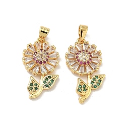 Настоящее золото 18K Латунные микро проложить кубического циркония подвески, , реальный 18 k позолоченный, 23.5x13x4 мм, отверстие : 6x3 мм