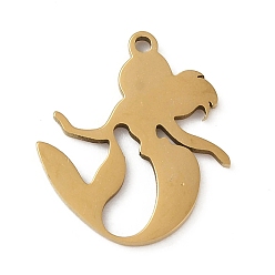 Золотой 5 шт. 201 подвески из нержавеющей стали, лазерная резка, очарование русалки, золотые, 17.5x14.5x1 мм, отверстие : 1.2 мм